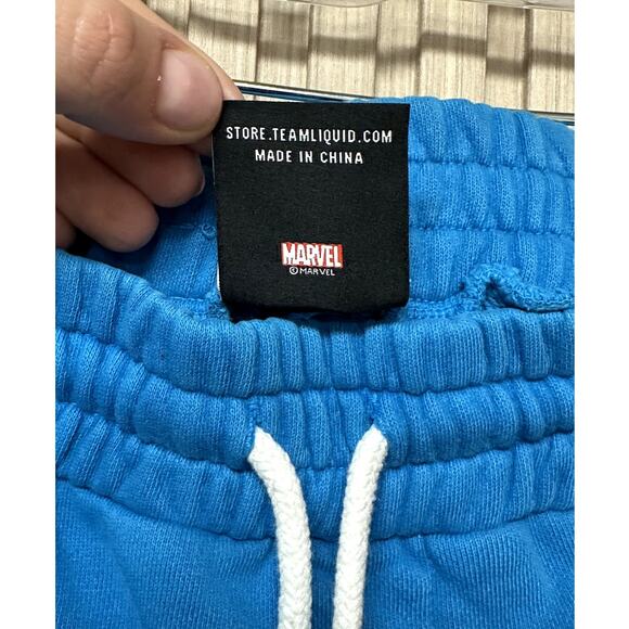 LIQUID X MARVEL Retro Captain America Shorts Blue Pigment Dye Boys 2XL - Picture 6 of 9